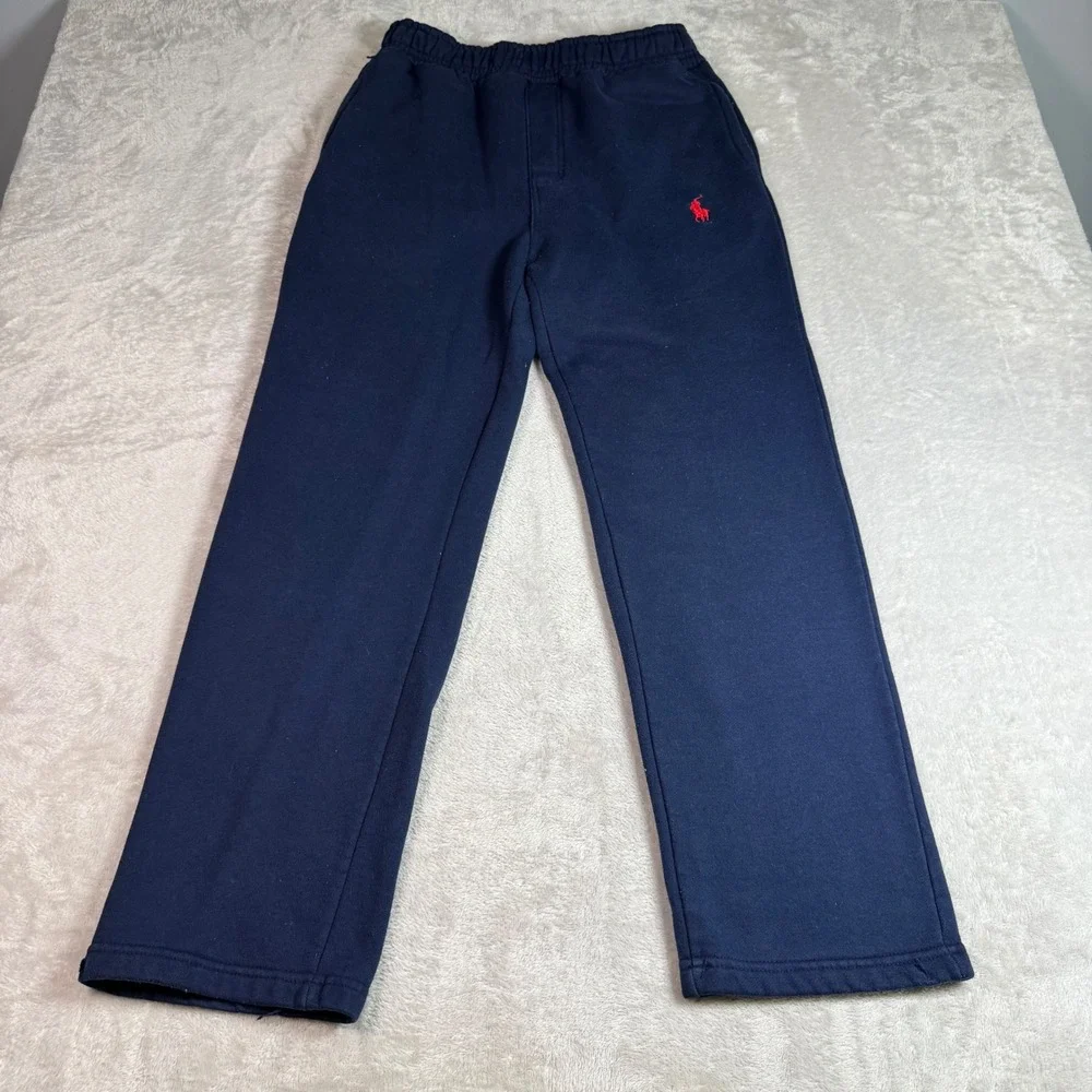 Polo Ralph Lauren Kids Navy Blue Fleece Sweatpants Size Medium Red Pony Logo